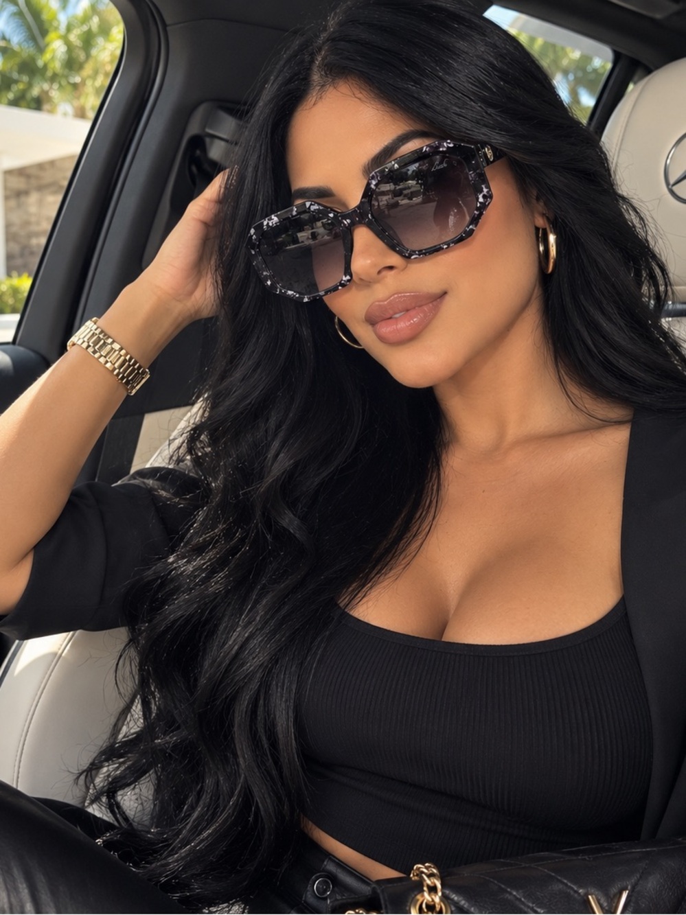 Black Tortoiseshell Oversized Sunglasses - Designer Style